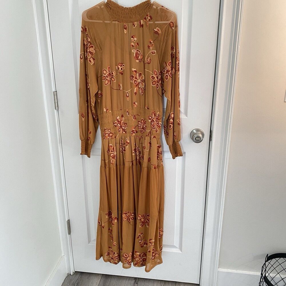 Fig And Flower Anthropologie Maxi Dress Women Extra Large Peasant Farmhouse Boho